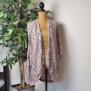 LuLaRoe Tracy Cardigan Sweater Snake Skin Print Pink Gray Women's Large